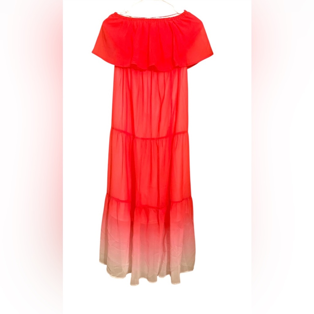 Red and White maxi women’s casual red dress - Picture 11 of 12